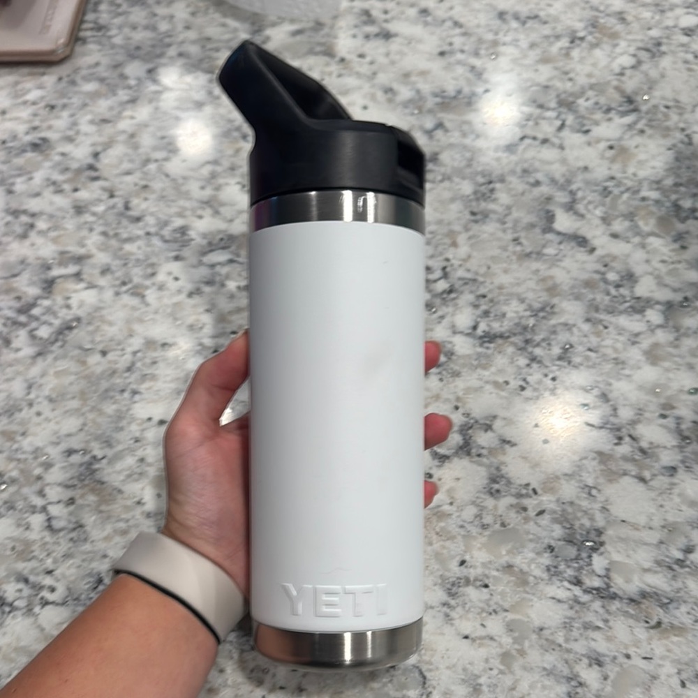 YETI White and Black Insulated Bottle